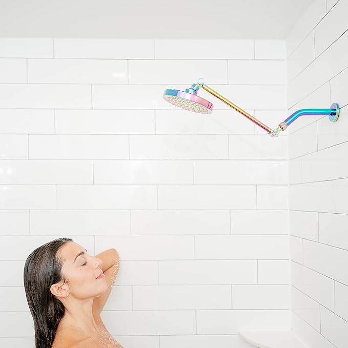 SparkPod Shower Head - High Pressure Rain - Premium Quality Luxury Design - Easy Clean Adjustable Replacement for Your Bathroom Shower Heads (Radiant Rainbow, 6 Inch Round)