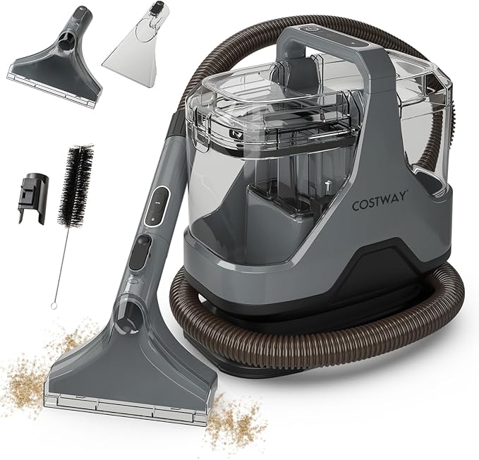 COSTWAY Upholstery Cleaner Machine, Portable Spot Cleaner with 15Kpa Powerful Suction, 600W Cleaning Machine with Versatile Attachments for Couch, Stairs, Carpet, Pet Messes