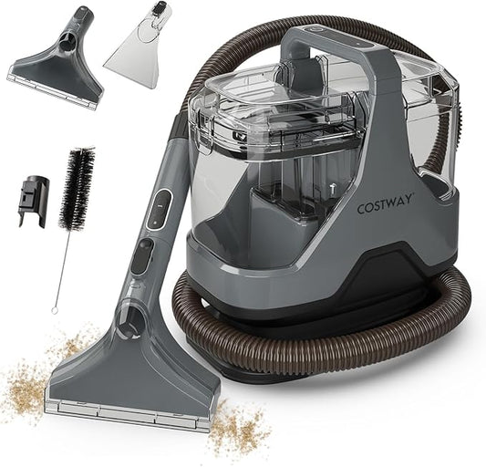 COSTWAY Upholstery Cleaner Machine, Portable Spot Cleaner with 15Kpa Powerful Suction, 600W Cleaning Machine with Versatile Attachments for Couch, Stairs, Carpet, Pet Messes