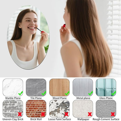 DARENYI 16.5 x 13 inch Frameless Oval Wall Mirror for Bathroom Sink, Non-Glass Shatterproof Acrylic Mirror Tile for Wall, Vanity, Bedroom, Living Room, Entryway, Home Decor, Double-sided Tapes Include