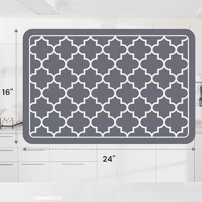 WISELIFE Dish Drying Mat Super Absorbent Drying Mat Large Dish Drying Mats for Kitchen Counter Easy Clean Dish Mat Kitchen Drying Mat16"x 24" Stylish Grey