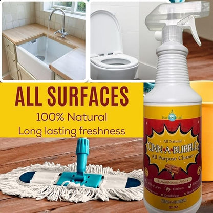 Cinn-a-Bubble All Purpose Cleaner, 32 oz Spray, All-Natural Plant-Based Cleaner with Essential Oils, Non-Toxic, Safe for Home, Kitchen, Bathroom & Surfaces