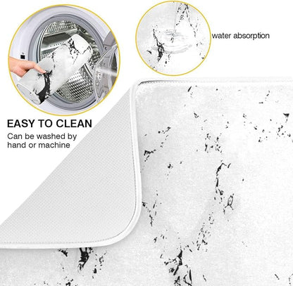 Super Absorbent Dish Drying Mat, Microfiber Fast-Drying Dish Mat, 16" x 18", Kitchen Dish Drying Pad, White Marble