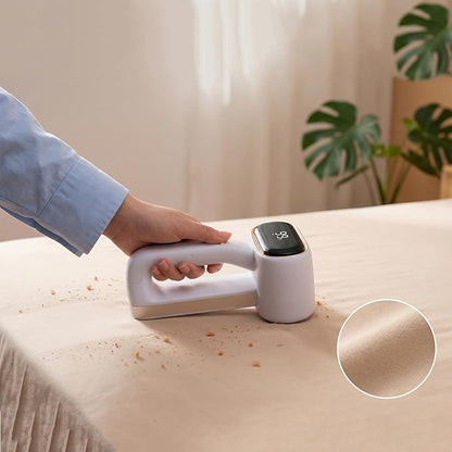 Fabric Shaver Lint Removers Rechargeable Sweater Shaver with Dual Head & LCD Display for Clothes Couch Pilling Furniture, 6-Leaf Blades Defuzzer, White, 1 Piece.