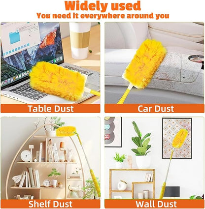 40-Pack Duster Refills Compatible for Swiffer Duster Refills, 360° Disposable Heavy Duster Dry Cleaning Cloth with 1 Short Handle, Multi-Surface Cleaning Kit for Blinds Bookshelf Ceiling Fans