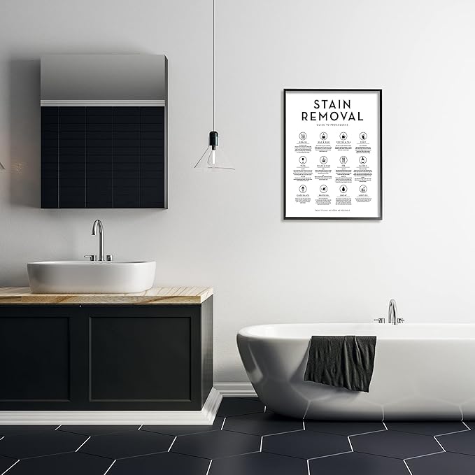 Stupell Industries 'Laundry Stain Removal Guide Helpful Symbols Chart ', Framed Giclee Art, Black, 24 x 30 Inches, Easy to Hang and Sturdy, Made in USA, by Lettered and Lined