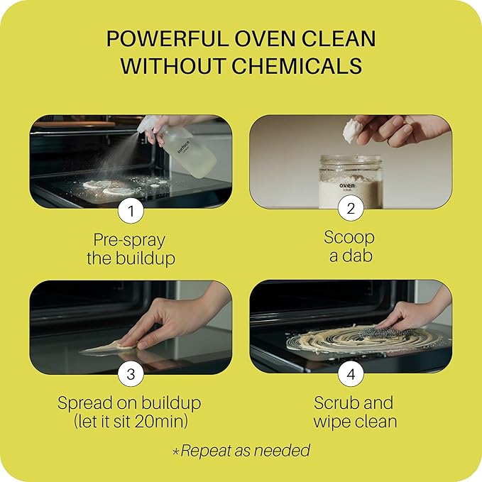 Everneat Oven Cleaning Kit: Natural Oven Cleaner and Kitchen Cleaner | Heavy Duty Oven Cleaner & Oven Rack Cleaner Kit | Fume-free & Safe to Clean All Ovens (Bloom) | Refillable Plastic Jar & Bottle