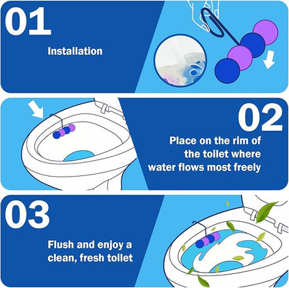 SCENTORINI 4-in-1 Toilet Bowl Cleaner Rim Hanger, Hanging Automatic Toilet Bowl Freshener, 4 Ocean & 4 Lavender Scent, Toilet Bowl Cleaning Balls Long-Lasting up to 30 Days