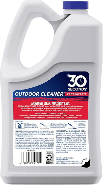30 SECONDS Outdoor Mold & Mildew Stain Remover | Concentrate | Gallon | Vinyl Siding Fences Patios & More
