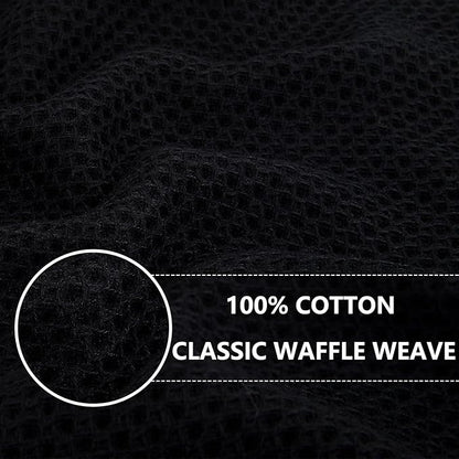 Homaxy 100% Cotton Oversized Waffle Weave Kitchen Dish Towels, Ultra Soft Absorbent Quick Drying Cleaning Towel, 20 x 28 Inches, 6-Pack, Black