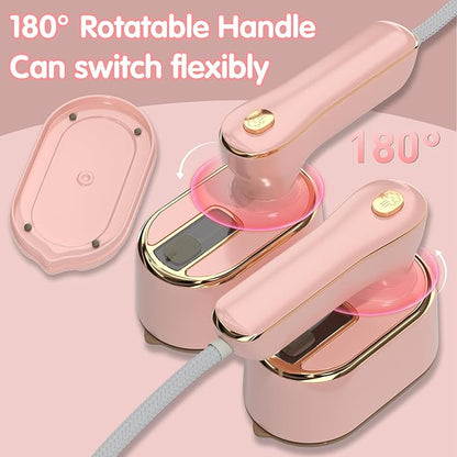Travel Steamer Iron for Clothes Mini - Portable Ironing Machine Travel Small Size Portable Steamer Travel College Dorm Home Essentials (Coralpink)