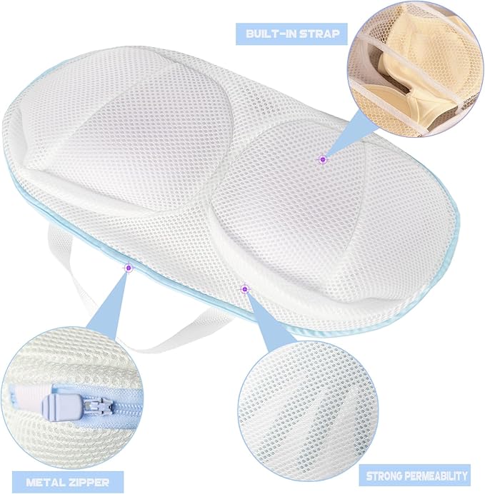 Large Bra Laundry Bags for Washing Machine, Fits All Cups Anti Deformation Bra Washing Bag, Lingerie Bags for Washing Delicates (4 Pack - Whitebag)
