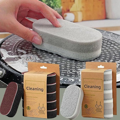 5 Pack Heavy Duty Cleaning Sponges Eraser for Kitchen Bathroom and Home Use, Multipurpose Emery Scrubber Pads, Durable Dish Scrubbing Sponge for Sink Pot Pan Tub Shower (Black)