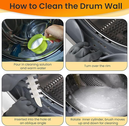 Washing Machine Cleaning Brush Kits, Washer Cleaner Tools Accessories 6pc Drum Laundry Cleaner Brush and Crevice Cleaning Brush for Tight Spaces and Washer Rubber Seal