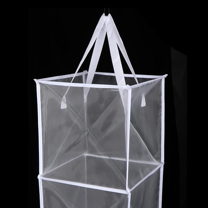 Mesh Laundry Hamper, Collapsible Laundry Basket Storage Organizer, Storage Basket Collapsible Clothes Hamper for Dorm College, White 33cmx33cmx66cm