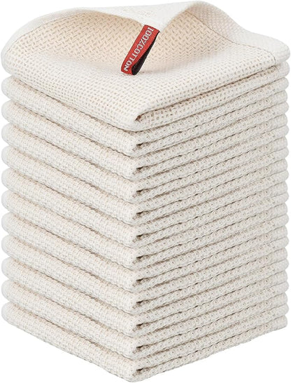 Niallant 12 Pack Cotton Kitchen Towels, Soft & Absorbent Dish Rags, 12x12 Inch