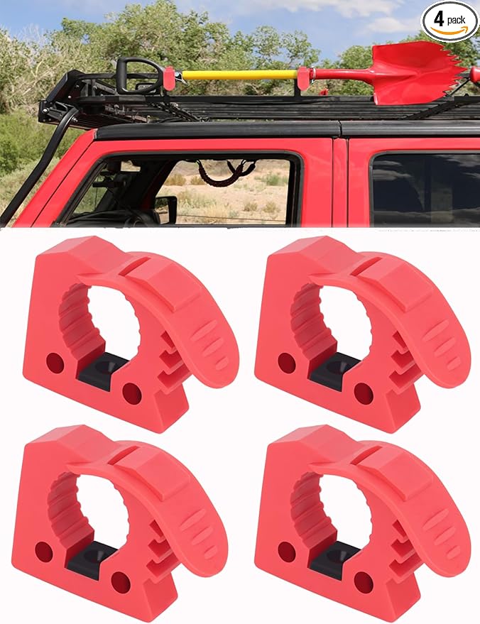 Shovel Holder, Axe Mount for Truck Roof Rack Clamp Rubber Shovel Holder Wall Mounts Offroad Shovel Mount Fits 1-1/7'' to 1-3/7'' Diameter Tool for UTV RV Pickup Truck Boat Utility Trailer 4X4 Parts