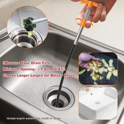 New Upgrade Drain Snake Hair Drain Clog Remover Tool - Tub Clogged Drains Opener Cleaning Tool, Flexible Grabber Claw Pick Up Reacher Tool Sink Drain Cleaner for Toilet Sewer Shower Bathroom (79 Inch)
