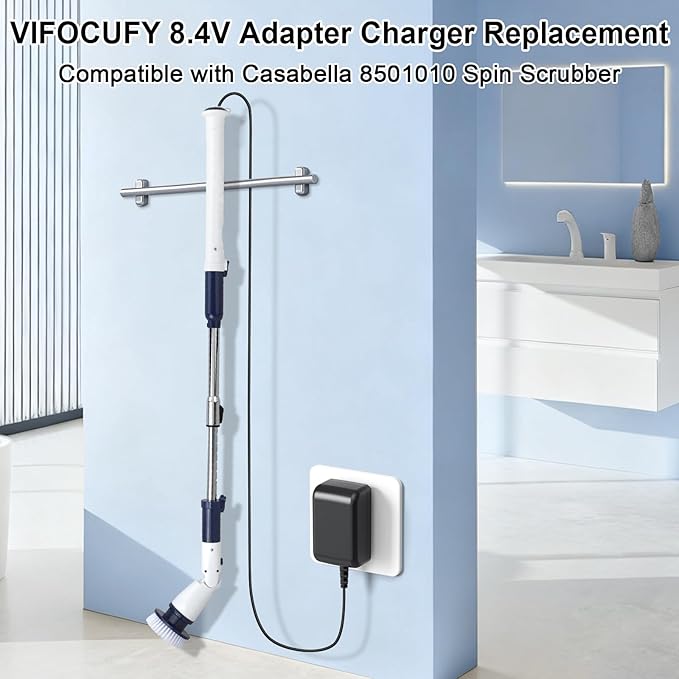8.4V Adapter Charger Replacement Compatible with Casabella 8501010 Spin Scrubber 7.4V 2000mAh DC8.4V Battery Charger Power Supply Cord Cable with UL Listed