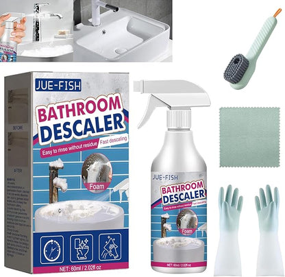 Jue Fish Bathroom Descaler, Profession Bathroom Descaler Cleaner, Bathroom Descaler Foam Cleaner, Bathroom Descaler Stubborn Stains Cleaner, Fresh Scent, 2 Ounce Bottle (1Pcs)