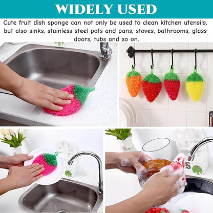 16 Pieces Fruit Dish Scrubber, Non Scratch Dish Washing Sponge, Double Layer Reusable Kitchen Scrubber Cleaning Sponge for Dishwashing, Cleaning Dishes, Cookware Tubs Sinks