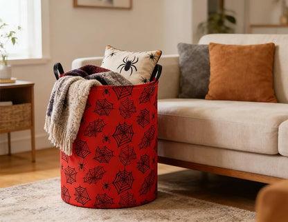 Kids Laundry Basket Spider Hamper for Nursery Boys Hamper Cute Kids Storage Bin Organizer Room Decor for Home(Red spider)