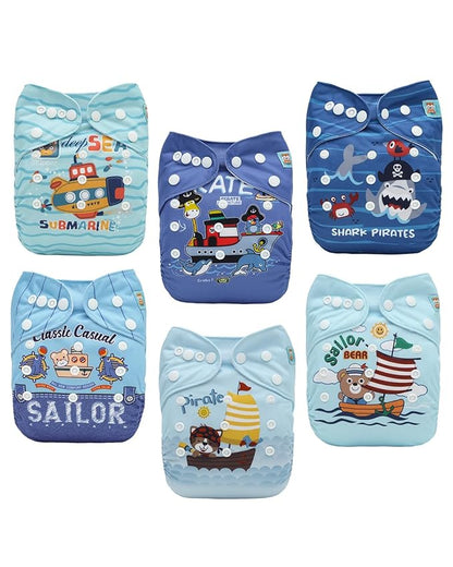 ALVABABY Baby Cloth Diapers 6 Pack with 12 Inserts Cloth Diaper Covers Adjustable Washable Reusable for Baby Girls and Boys