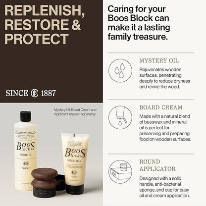 John Boos Oil & Cream Round Applicator for Wood Cutting Boards, Butcher Blocks & Utensils, Walnut - Solid Hardwood Handle, Silver Ion-Treated Sponge, Storage Cap, Easy and Even Application