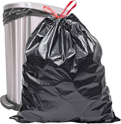 Reli. 39 Gallon Trash Bags Drawstring (100 Count) Large 39 Gallon Heavy Duty Drawstring Trash Bags, Garbage 39Gal Capacity, Lawn Leaf (39Gal, Black)