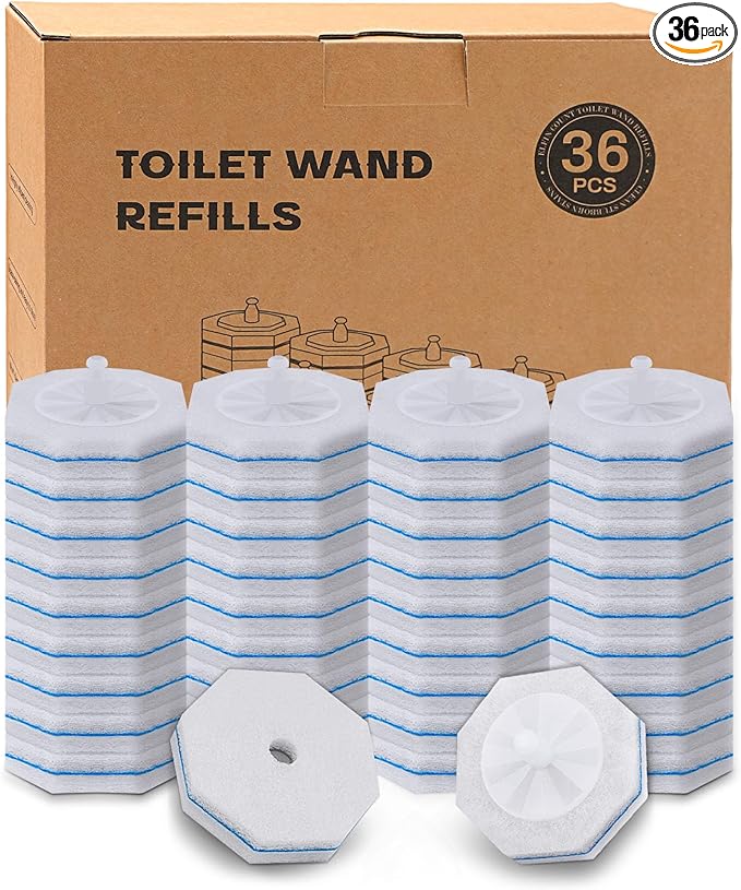 36 Count Toilet Wand Refills Compatible with Clorox Toilet Wand, Disposable Toilet Brush Heads, 5X Cleaning Power, Tear-Resistant, Fresh Scent