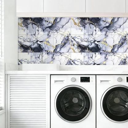 Peel and Stick Wall Panels for Kitchen Backsplash, 11.8" x 11.8" Self-Adhesive Waterproof Marble Wallpaper for Bathroom, Living Room, 30-Pack