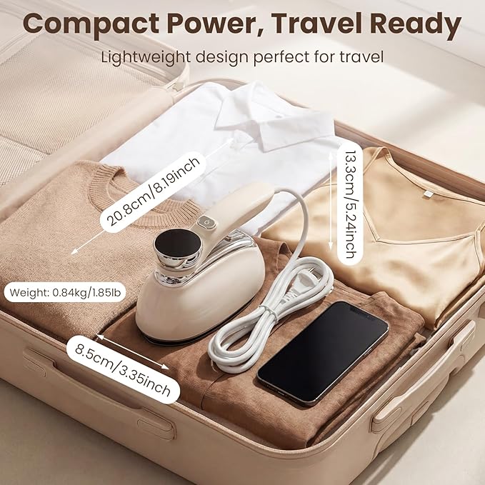 Handheld Steamer for Clothes, 1200W Portable 2-in-1 Garment Steamer & Travel Iron with 7 Modes, 180° Rotatable Handle, Fast 8s Heat-Up, Visual Panel & Self-Clean, 160ml for Home