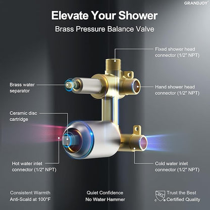 2-Spray Pattern 6 in.Square Shower head with Single Handle Shower Handheld Faucet 2.5 GPM in Brushed Nickel