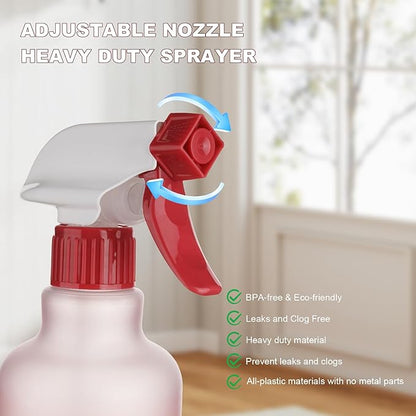 Spray Bottles Plastic Spray Bottle for Hair Mist/Stream Heavy Duty Empty Spray Bottles for Cleaning Solutions, Plants, Cooking (16.9oz-Red)