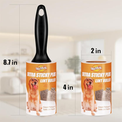 Lint Roller for Pet Hair – Extra Sticky Pet Hair Remover for Clothes, Furniture & Upholstery & Car Seats, Easy-Tear Sheets, Value Pack for Dog & Cat Fur 2 Pack