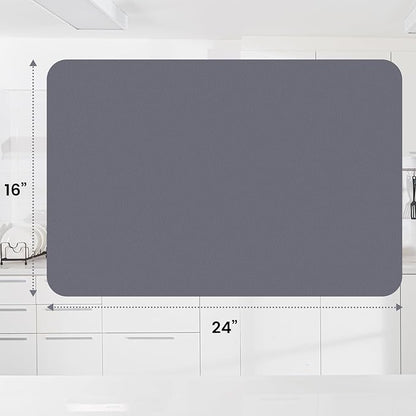 WISELIFE Dish Drying Mat Super Absorbent Drying Mat Large Dish Drying Mats for Kitchen Counter Easy Clean Dish Mat Kitchen Drying Mat16"x 24" Classic Grey