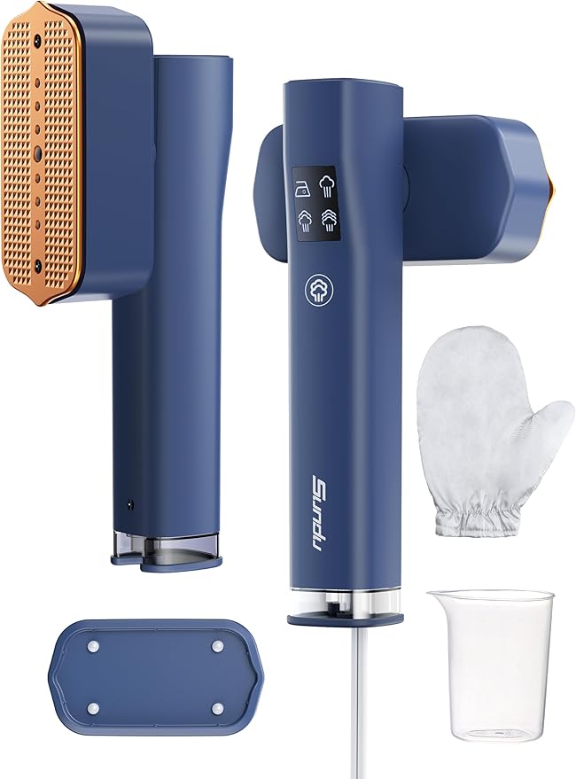 Travel Steamer for Clothes,15s Fast Heat-up Portable Iron,35mins Runtime & 100ml Large Tank,25g/min Steam,Ceramic Panel,Stands on Desk,Wrinkle Remover for Travel, Home, Office(Blue Gradient Gold)