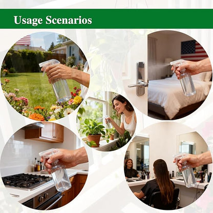 4-Pack Spray Nozzle for Bottles, Spray Bottle Nozzle Replacement with 3 Settings (Mist, Stream, Off) - Fits 8oz & 16oz Bottles for Garden, Kitchen, Pet, Car & Cleaning (Clear)
