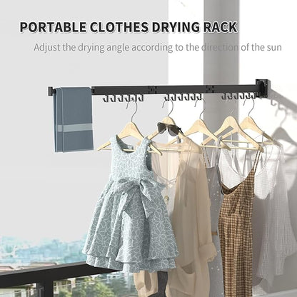 BESTHLS Wall Mounted Portable Clothes Drying Rack with Space Saver Clothes Hangers Design Universal for Balcony Mudroom Bedroom Kitchen Foldable Laundry Rack (3-Pole Black)