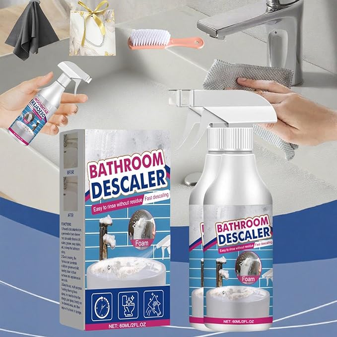 Bathroom Descaler Foam Cleaner, Bathroom Descaler Foam Cleaner Spray, All Purpose Rinse Cleaning Foams Spray, for Toilet Bath Shower Glass Sink Cleane (2, Pcs)
