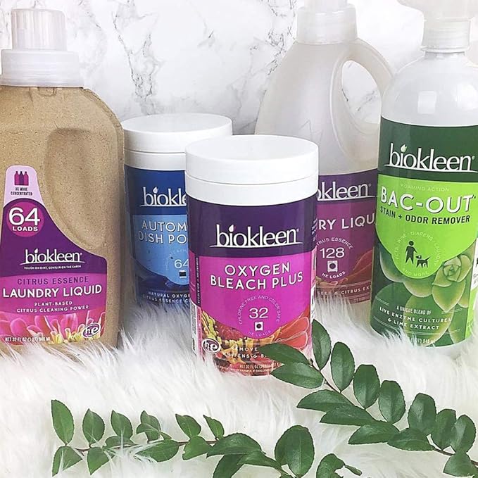 Biokleen Bac-Out Stain+Odor Remover, Destroys Stains & Odors Safely, for Pet Urine, Laundry, Diapers, Wine, Carpets, More, Eco-Friendly, Non-Toxic, Plant-Based, 32 Ounces (Pack of 2)