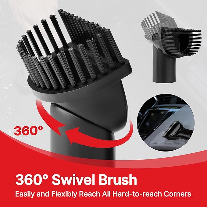 Shop-Vac 1-1/4’’ Swivel Brush, 2 Pack - Perfect for Flexible Cleaning of Car Interiors, Carpets, and Sofas