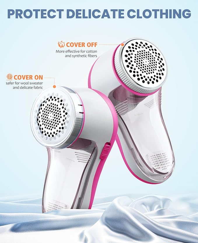 POPCHOSE Fabric Shaver, Lint Remover for Clothes, Electric Lint Shaver with 6-Leaf Blades, Sweater Shavers to Remove Pilling for Clothing, Couch, Furniture, Fuzz, Lint Ball, Bobbles, Pink