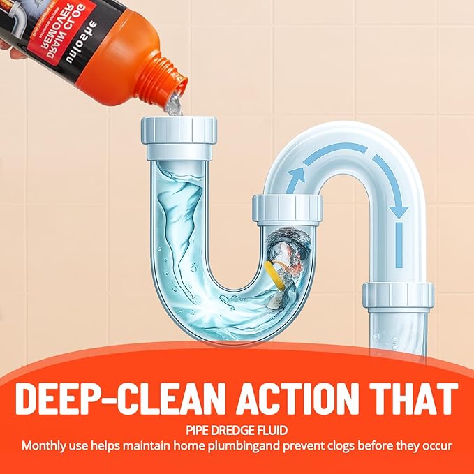 Drain Clog Remover and Drain Cleaner, Unclogs and Removes Hair, Soap Scum and Blockages, for Bathroom, Kitchen, Sink, Tubs (1-Pack)