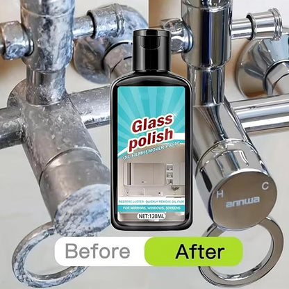 Shower Glass Cleaner - 120ml Bathroom Spray, Deep Cleaning Stain Remover for Window Mirror Faucet, Polishing Compound for Ceramic Stainless Steel Patio, Household Shine
