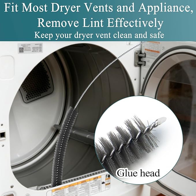 Dryer Vent Cleaner Kit - Long Dryer Vent Cleaning Brush, Dryer Lint Cleaner Remover Refrigerator Long Coil Cleaning Kit - Dryer Duct Cleaning Kit - AC Cleaning Brush Set For Household Maintenance