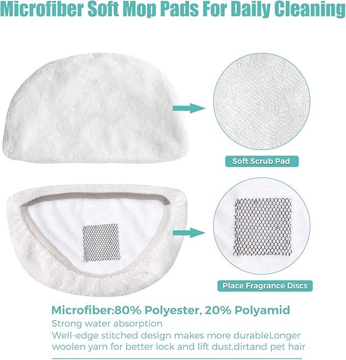 6 Pack Steam Mop Pads Replacement for Bissell Powerfresh Steam Mop 1940 1440 1544 1806 2075 Series, Model 19402 19404 19408 19409 1940a 1940f 1940q 1940t 1940w Washable Cleaning Pad