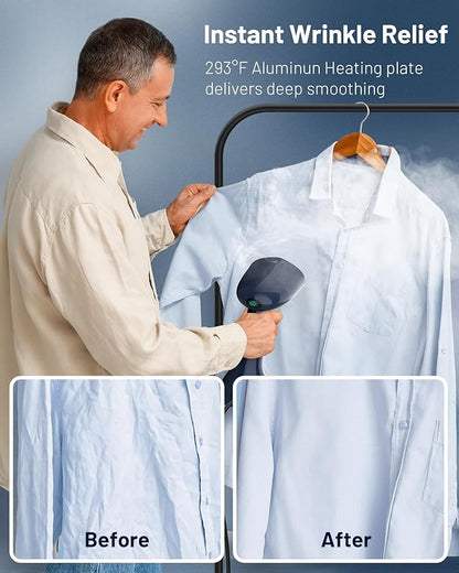 BEAUTURAL Steamer for Clothes, Portable Handheld Garment Fabric Wrinkles Remover, Aluminun Heating Plate, 35-Second Fast Heat-up, Large Detachable Water Tank (Only for 120V)