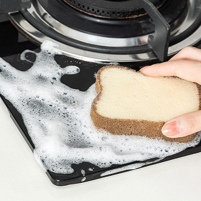 1Pc Multifunction Scrub Sponges, Toast Shape Dish-Washing, Magical Deep Cleaning Thickened Scrubber, Cute Sandwich Sponge, Pots Dishes Gadget Accessories for Household Kitchen