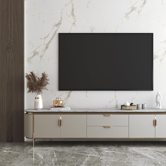 LACHEERY 317 x 36 Inch Extra Wide White and Gold Marble Wallpaper Peel and Stick Waterproof for Kitchen Countertop Contact Paper Heat Resistant Removable Large Roll Marble Wall Paper Kitchen Island